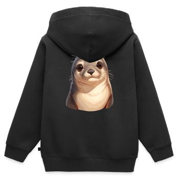 Seelöwen Seelöwe - Kinder Premium Organic Zip Hoodie - Schwarz - Hinten - AI Model Kid Male (0cm)