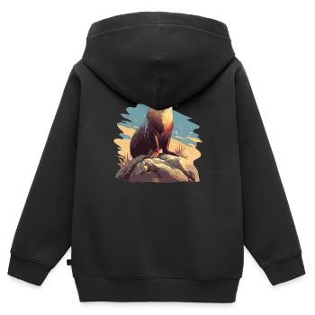 Seelöwen Seelöwe - Kinder Premium Organic Zip Hoodie - Schwarz - Hinten - AI Model Kid Male (0cm)