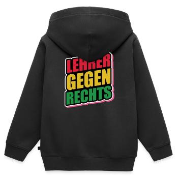 Lehrer Gegen Rechts - Gegen Rechts, gegen Hetze - Kinder Premium Organic Zip Hoodie - Schwarz - Hinten - AI Model Kid Male (0cm)