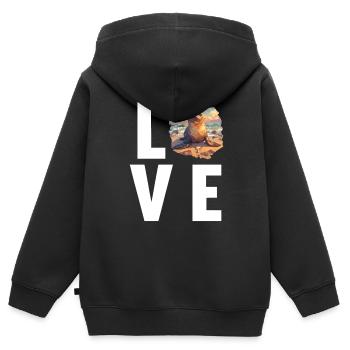 Seelöwen Seelöwe - Kinder Premium Organic Zip Hoodie - Schwarz - Hinten - AI Model Kid Male (0cm)