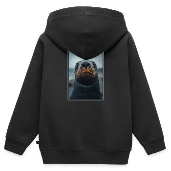 Seelöwen Seelöwe - Kinder Premium Organic Zip Hoodie - Schwarz - Hinten - AI Model Kid Male (0cm)