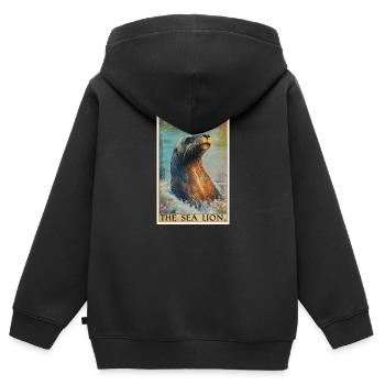 Seelöwen Seelöwe - Kinder Premium Organic Zip Hoodie - Schwarz - Hinten - AI Model Kid Male (0cm)