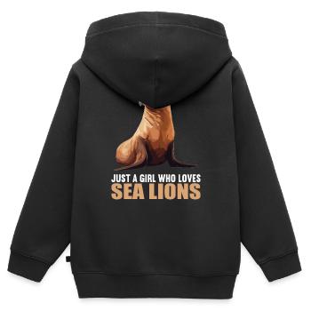 Seelöwen Seelöwe - Kinder Premium Organic Zip Hoodie - Schwarz - Hinten - AI Model Kid Male (0cm)