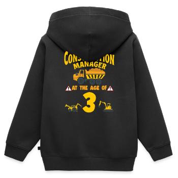 Construction Party 3rd Birthday 3 Years Old truck - Kinder Premium Organic Zip Hoodie - Schwarz - Hinten - AI Model Kid Male (0cm)