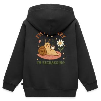 Im not Lazy Im recharging funny Snail drink Coffee - Kids Premium Organic Zip-up Hoodie - black - Back - AI Model Kid Male (0cm)