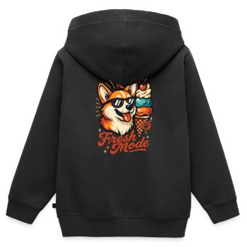 Lustiger frischer Mode-Corgi - Kinder Premium Organic Zip Hoodie - Schwarz - Hinten - AI Model Kid Male (0cm)