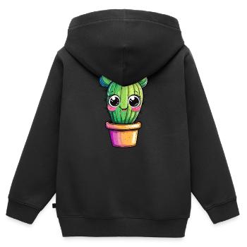 Kaktus mit buntem Topf - Kinder Premium Organic Zip Hoodie - Schwarz - Hinten - AI Model Kid Male (0cm)