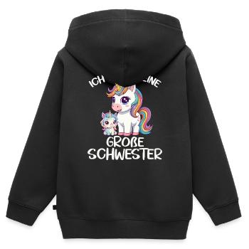 Ich werde eine große Schwester Einhorn super süß - Kinder Premium Organic Zip Hoodie - Schwarz - Hinten - AI Model Kid Male (0cm)