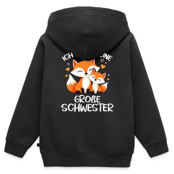 Ich werde große Schwester Fuchs niedliche Füchse - Kinder Premium Organic Zip Hoodie - Schwarz - Hinten - AI Model Kid Male (0cm)