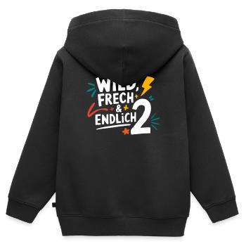 Wild, Frech & Endlich 2 Jahre 2. Geburtstag - Kinder Premium Organic Zip Hoodie - Schwarz - Hinten - AI Model Kid Male (0cm)