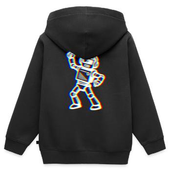 Glitch Bot – Dein Beat! - Kinder Premium Organic Zip Hoodie - Schwarz - Hinten - AI Model Kid Male (0cm)