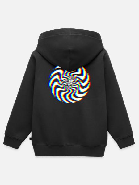 Glitch Spirale – Optische Täuschung - Kinder Premium Organic Zip Hoodie - Schwarz