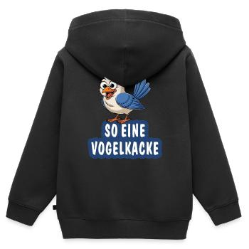 UN TEL CACA D’OISEAU - Sweat Premium à capuche zippé enfant bio - noir - Dos - AI Model Kid Male (0cm)