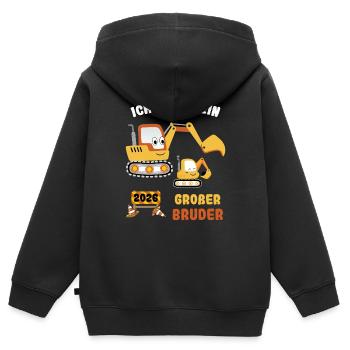 Annoncer la progéniture | Je vais être un grand frère en 2026 - Sweat Premium à capuche zippé enfant bio - noir - Dos - AI Model Kid Male (0cm)