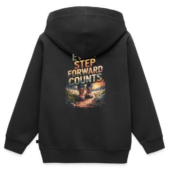 Jeder Schritt Vorwärts Zählt Natur Wandern - Kinder Premium Organic Zip Hoodie - Schwarz - Hinten - AI Model Kid Male (0cm)