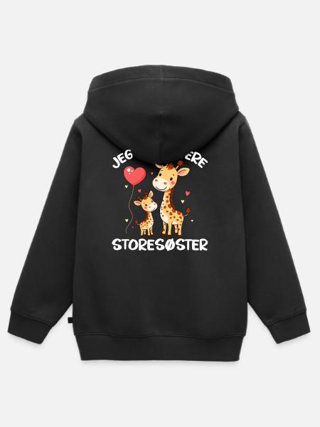 Jeg skal være storesøster giraf sød idé giraffer - Premium børne zip-hættetrøje økologisk - sort