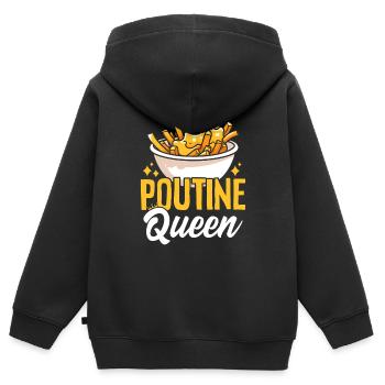 Poutine Queen Funny Fries Sauce au fromage en grains - Sweat Premium à capuche zippé enfant bio - noir - Dos - AI Model Kid Male (0cm)