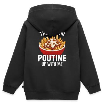 Merci pour la poutine Up With Me Funny Québec - Sweat Premium à capuche zippé enfant bio - noir - Dos - AI Model Kid Male (0cm)
