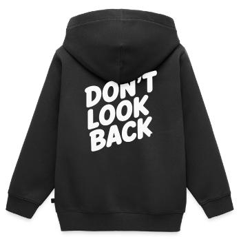 BLICKEN SIE NICHT ZURÜCK - Kinder Premium Organic Zip Hoodie - Schwarz - Hinten - AI Model Kid Male (0cm)