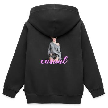Lässiger Look mit Stil und Selbstbewusstsein - Kinder Premium Organic Zip Hoodie - Schwarz - Hinten - AI Model Kid Male (0cm)