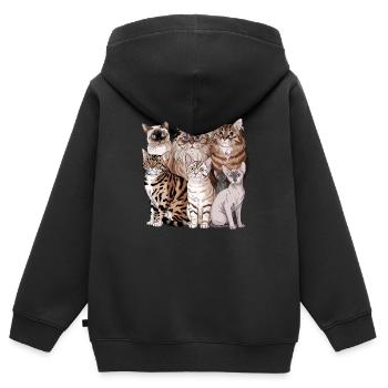 Verschiedene Katzenrassen Illustration - Kinder Premium Organic Zip Hoodie - Schwarz - Hinten - AI Model Kid Male (0cm)