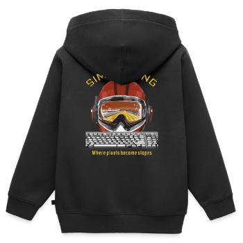 SIM RACING Là où les pixels deviennent des pentes - Sweat Premium à capuche zippé enfant bio - noir - Dos - AI Model Kid Male (0cm)