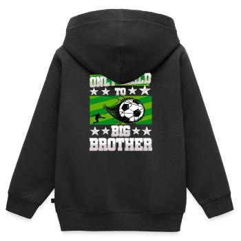 Soccer Child Ready Big Brother 2026 - Kids Premium Organic Zip-up Hoodie - black - Back - AI Model Kid Male (0cm)