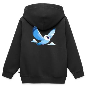 Mouettes Mouette - Sweat Premium à capuche zippé enfant bio - noir - Dos - AI Model Kid Male (0cm)