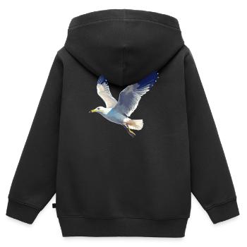 Mouettes Mouette - Sweat Premium à capuche zippé enfant bio - noir - Dos - AI Model Kid Male (0cm)