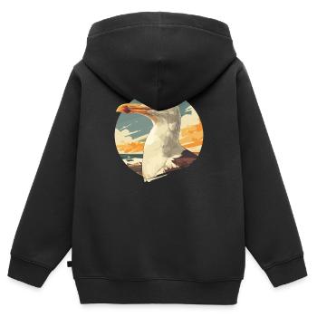 Mouettes Mouette - Sweat Premium à capuche zippé enfant bio - noir - Dos - AI Model Kid Male (0cm)