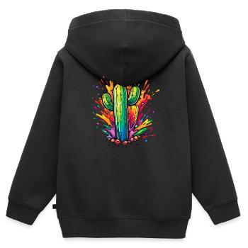 Colorful Cactus Explosion - Kids Premium Organic Zip-up Hoodie - black - Back - AI Model Kid Male (0cm)