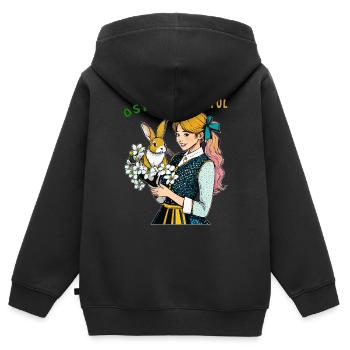 WOMAN BUNNY FLOWER OSTARA POWERFUL - Kids Premium Organic Zip-up Hoodie - black - Back - AI Model Kid Male (0cm)