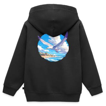 Mouettes Mouette - Sweat Premium à capuche zippé enfant bio - noir - Dos - AI Model Kid Male (0cm)