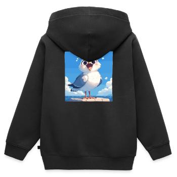 Mouettes Mouette - Sweat Premium à capuche zippé enfant bio - noir - Dos - AI Model Kid Male (0cm)