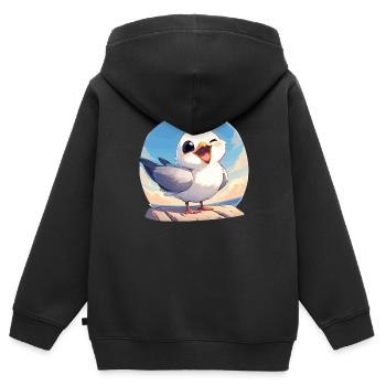 Mouettes Mouette - Sweat Premium à capuche zippé enfant bio - noir - Dos - AI Model Kid Male (0cm)