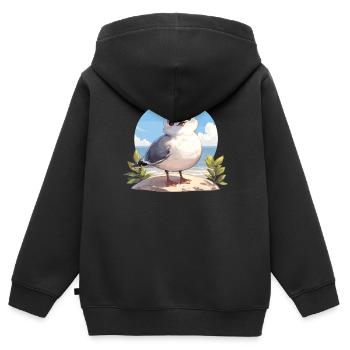 Mouettes Mouette - Sweat Premium à capuche zippé enfant bio - noir - Dos - AI Model Kid Male (0cm)