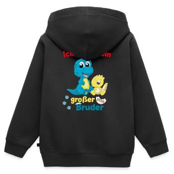 Nachwuchs Verkünden | Ich Werde Großer Bruder 2026 - Kinder Premium Organic Zip Hoodie - Schwarz - Hinten - AI Model Kid Male (0cm)