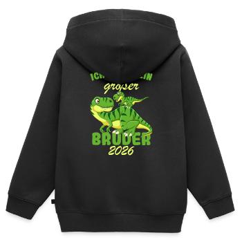 Nachwuchs Verkünden | Ich Werde Großer Bruder 2026 - Kinder Premium Organic Zip Hoodie - Schwarz - Hinten - AI Model Kid Male (0cm)