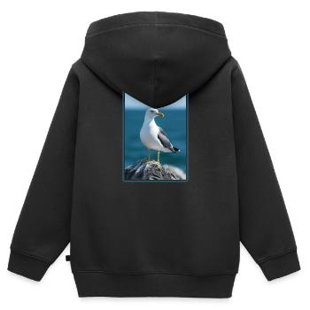 Mouettes Mouette - Sweat Premium à capuche zippé enfant bio - noir - Dos - AI Model Kid Male (0cm)