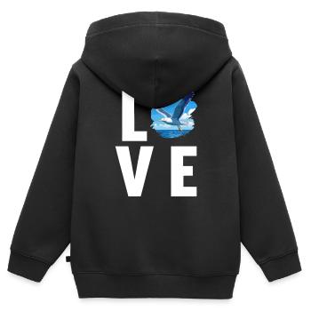 Mouettes Mouette - Sweat Premium à capuche zippé enfant bio - noir - Dos - AI Model Kid Male (0cm)