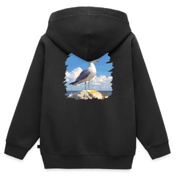 Mouettes Mouette - Sweat Premium à capuche zippé enfant bio - noir - Dos - AI Model Kid Male (0cm)