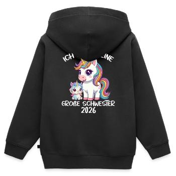 Ich werde große Schwester 2026 Einhörner Einhorn - Kinder Premium Organic Zip Hoodie - Schwarz - Hinten - AI Model Kid Male (0cm)