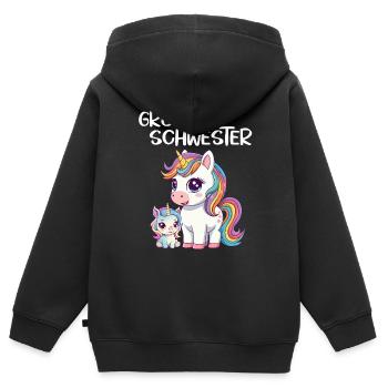 Große Schwester Einhorn Idee zur Geburt Einhörner - Kinder Premium Organic Zip Hoodie - Schwarz - Hinten - AI Model Kid Male (0cm)