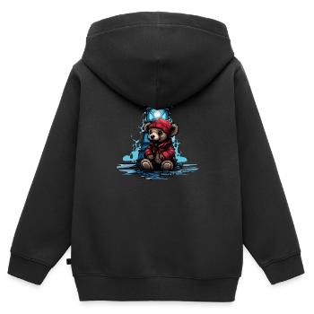 Ours au phare - Sweat Premium à capuche zippé enfant bio - noir - Dos - AI Model Kid Male (0cm)