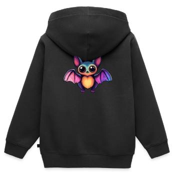 Bunte Fledermaus mit großen Augen - Kinder Premium Organic Zip Hoodie - Schwarz - Hinten - AI Model Kid Male (0cm)