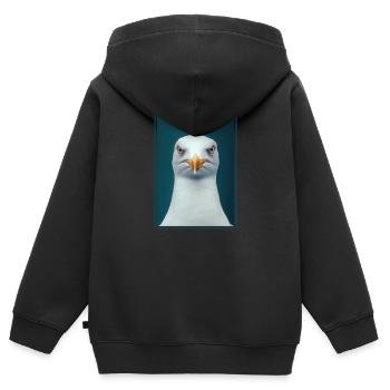 Mouettes Mouette - Sweat Premium à capuche zippé enfant bio - noir - Dos - AI Model Kid Male (0cm)