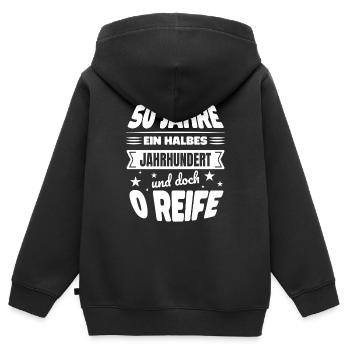 50 Jahre Halbes Jahrhundert 0 Reife Geburtstag - Kinder Premium Organic Zip Hoodie - Schwarz - Hinten - AI Model Kid Male (0cm)