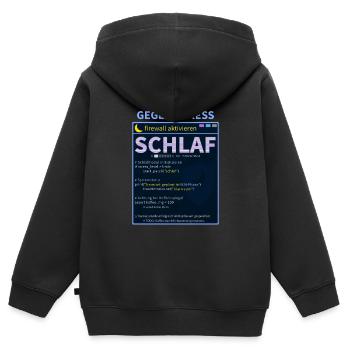 Pare-feu contre le stress : Veille - Sweat Premium à capuche zippé enfant bio - noir - Dos - AI Model Kid Male (0cm)