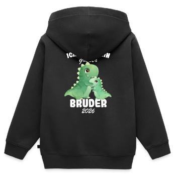 Annoncer la progéniture | Je vais être un grand frère en 2026 - Sweat Premium à capuche zippé enfant bio - noir - Dos - AI Model Kid Male (0cm)