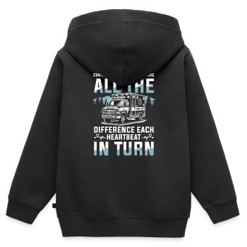 Immer Bereit Den Unterschied Zu Machen Bei Jedem - Kinder Premium Organic Zip Hoodie - Schwarz - Hinten - AI Model Kid Male (0cm)